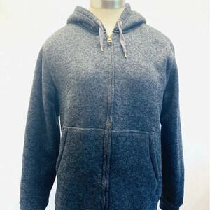 WEATHERPROOF Men Zip Up Hoodie Black Casual Faux Fur Lining Jacket Size Small